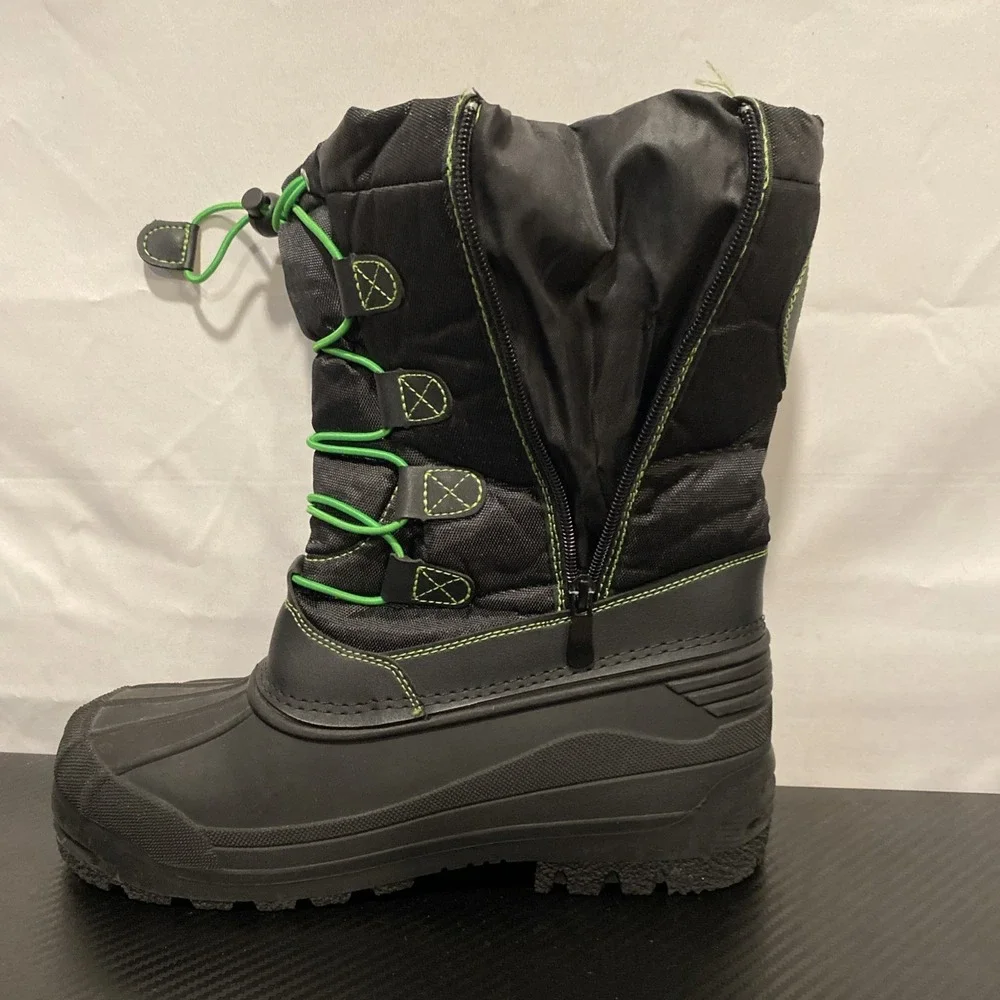Dream Pairs‎ Kid's Winter/Snow Boots Size 6 Black with Green Trim/Faux Fur